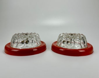 Pair Of MCM Flush Mount Ceiling -  Wall Lights  - 70s Italy