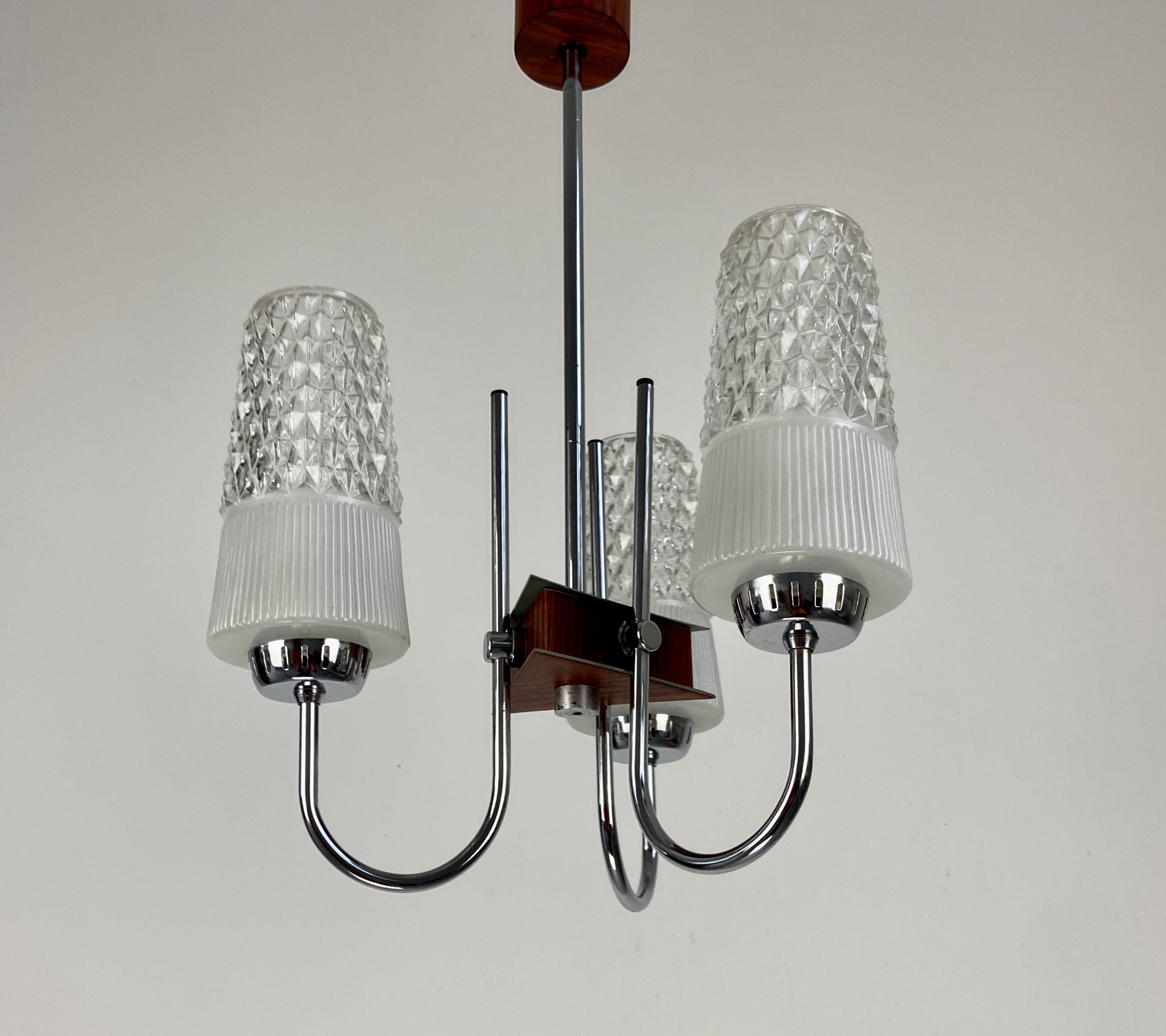 Midcentury Ceiling Lamp / Three Arm Chandelier / Pendant Light / 60s  Yugoslavia
