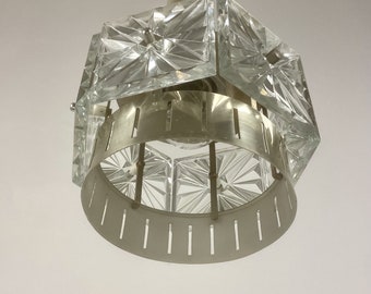 ミッドセンチュリーモダンクリスタル＆クロームペンダントランプ