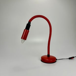Vintage Postmodern Gooseneck  Desk Lamp / Veneta Lumi /  80&#39;s Italy /  Red