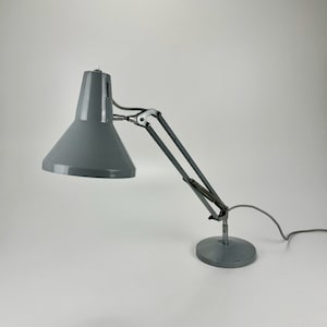 Mid Century Angle Poise Desk Lamp / Swing Arm Adjustable Architect Light / Seminara - Torino  / 70s Italy / Gray