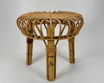 Sgabello in bambù di metà secolo nello stile di Franco Albini - Italia anni '60