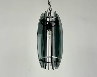 Mid century Modern Chandelier / Fontana Arte  Veca Pendant Lamp  / 70s Italy