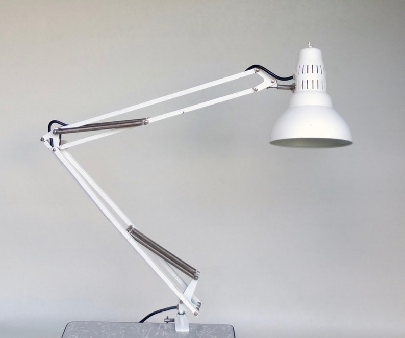 Vintage Angle Poise Desk Lamp Clamp On Swing Arm Architect Light 70 S Yugoslavia White