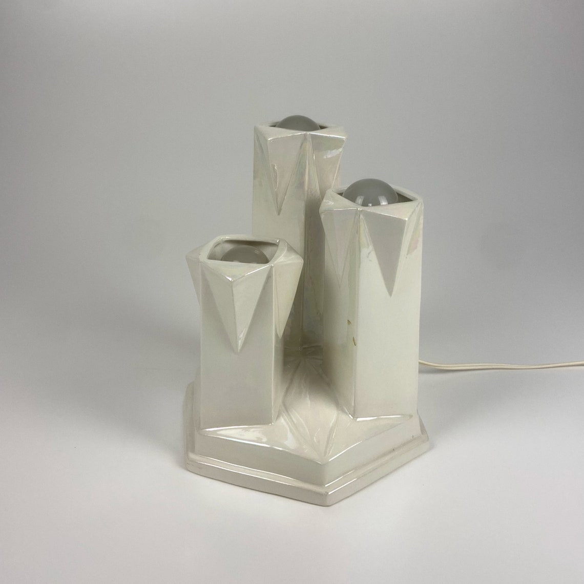 Vintage Glazed Ceramic Handmade  Table Lamp / GIA Bassano / 80s Italy, photo 4 sur 5