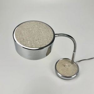 Mid Century Modern Desk Lamp / Chrome & Fabric /  70s Italy