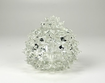Antique Murano Rostrato Clear Glass Jewellery Box   / Ercole  Barovier - Toso  / 30s - 40s Italy