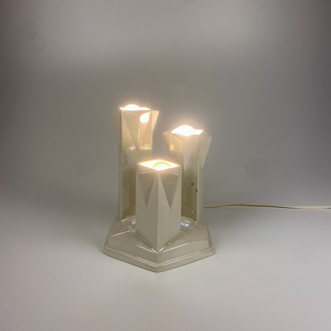 Vintage Glazed Ceramic Handmade  Table Lamp / GIA Bassano / 80s Italy, photo 2 sur 5