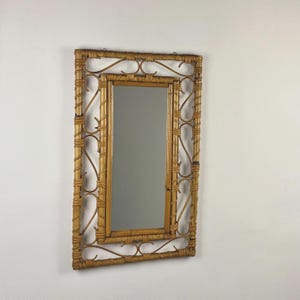 Mid Century Bamboo - Rattan Wall Mirror - 60s Italy