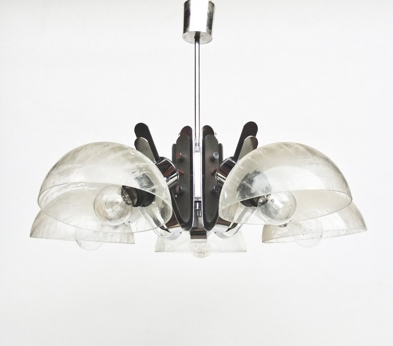 Vintage Brutalist Design Ceiling Lamp Five Arm Chanedelier 70 S Yugoslavia