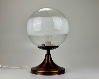 Mid Century Modern Table Lamp /  Tulip Copper  Base & Murano Glass Globe
