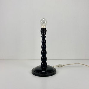 Vintage Early 20th Century Wooden Table Lamp Base / Black
