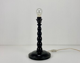 Vintage Early 20th Century Wooden Table Lamp Base / Black