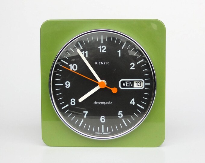 Vintage Flip Calendar Wall Clock / Day & Date / Chronoquartz / Kienzle