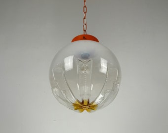 Vintage Mazzega Ceiling Lamp /  Murano Glass Globe  / Space Age Pendant Light / 70's Italy
