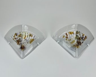 Pair of Vintage Murano Glass Wall  Lamps - Sconces  / 80s Italy
