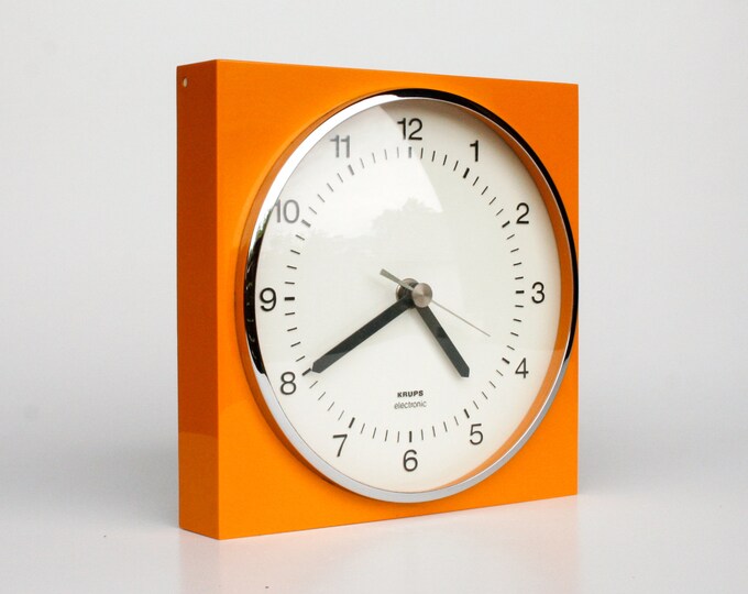 Orange Vintage Wall Clock / Krups 70's Germany Etsy