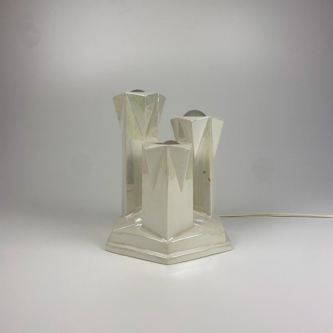 Vintage Glazed Ceramic Handmade  Table Lamp / GIA Bassano / 80s Italy, photo 1 sur 5