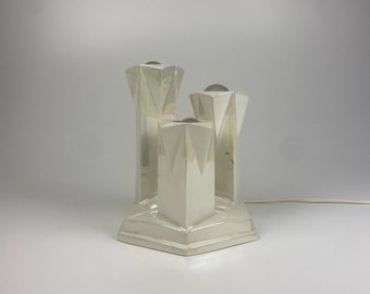 Vintage Glazed Ceramic Handmade Table Lamp / GIA Bassano / 80s Italy