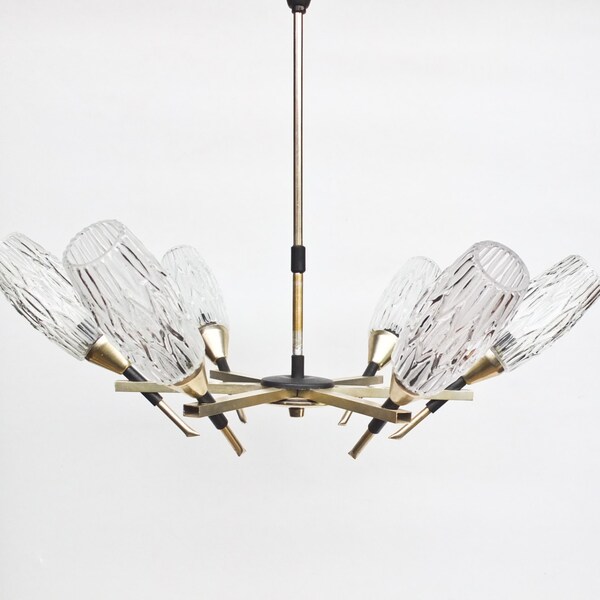 ON HOLD _ Mid century Ceiling Lamp / Six Arm Chandelier /  Pendant Light / 60s Yugoslavia