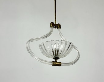 Vintage Murano Glass Pendant Lamp / Barovier  Toso  Chandelier / 40s Italy