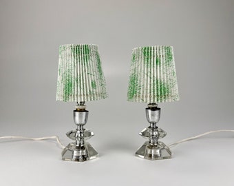 Paire de lampes de table Mid-Century / Lampes de chevet / Base en cristal taillé