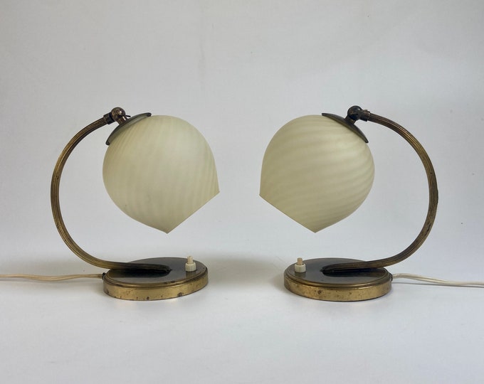 Vintage Table Wall Lamp Pair / Art Deco Bedside Lamps / Mid Century