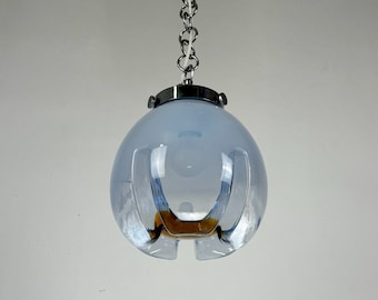 Vintage Mazzega  Ceiling Lamp /  Blue Murano Glass Globe  /Space Age Pendant Light / 70's Italy