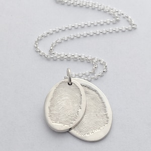 Oval sterling silver descending fingerprint necklace- memorial jewellery-custom jewellery-personalised jewellery