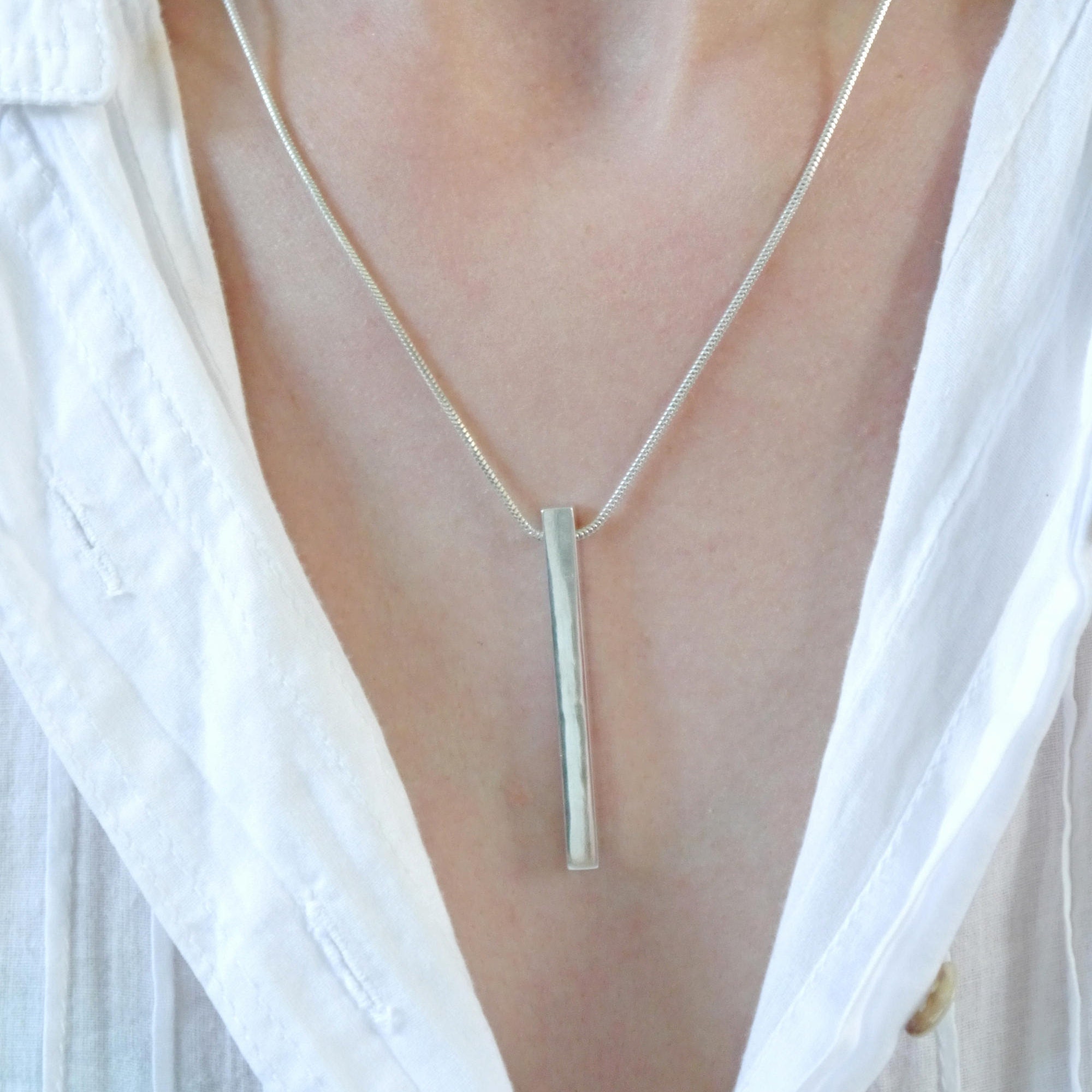 Large bar necklace Minimalist jewellery Minimalist necklace Etsy