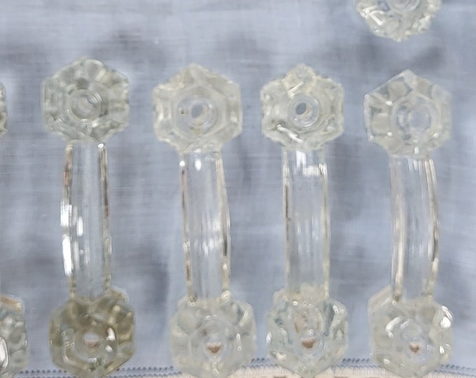Antique Glass Double Knob Drawer Pulls - 6 to choose from