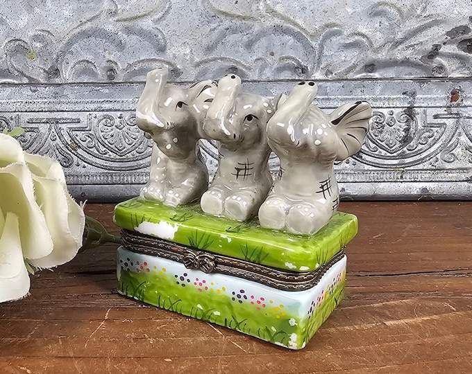 Elephant Trinket Box, Hear/Speak/See No Evil Elephants