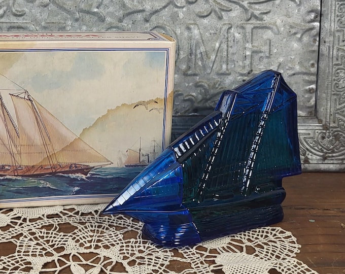 Vintage Avon - America Schooner 4.5 oz. Deep Woods After Shave Decanter and Box- NOS