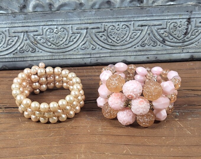 2 Vintage Pink Costume Jewelry Bracelets