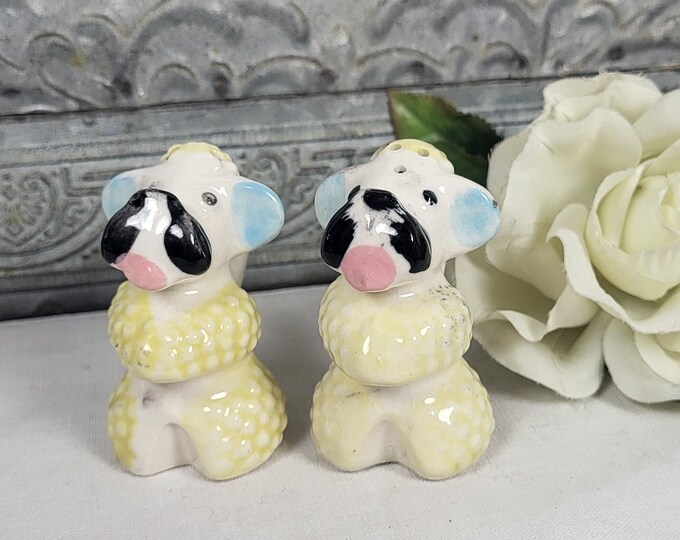 MCM 1960s Poodle Salt and Pepper Shakers - Retro Kitschy Kitchen