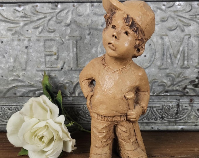 MCM Vintage Signed Lee Bortin Originals Clay-type Baseball Boy #9 Figure - Chicago