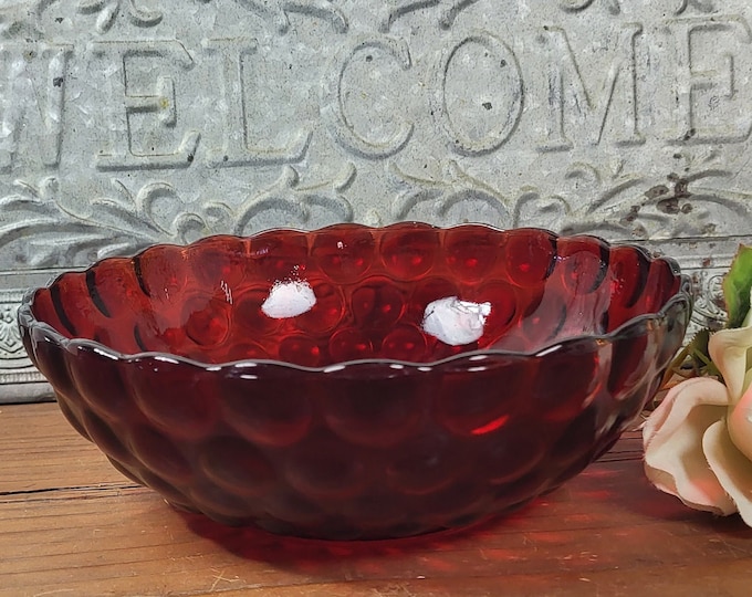 Bubble Ruby Vegetable Bowl - Anchor Hocking Ruby Red - c 1934-1965
