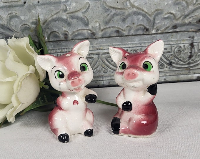 Vintage 1950s Wales Pink Pig Salt and Pepper Shakers