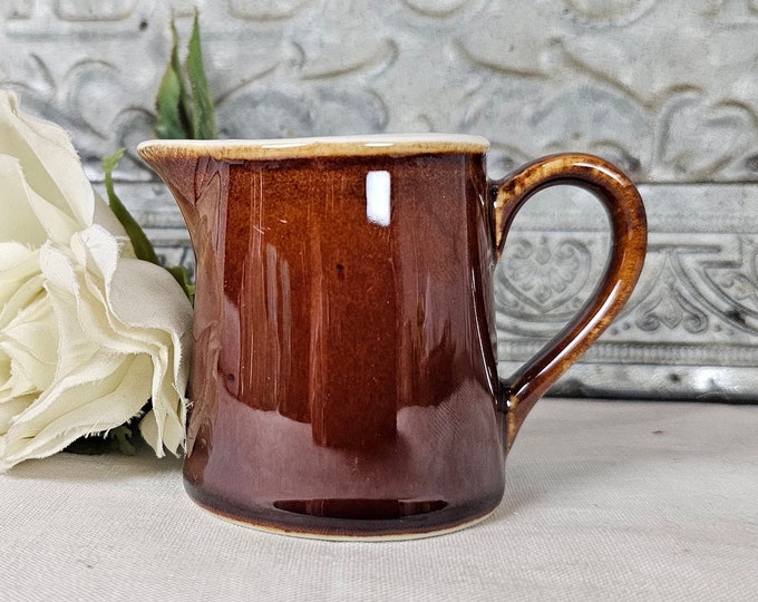 Vintage Brown Hall Pottery Ironstone Creamer/ Toothpick Holder
