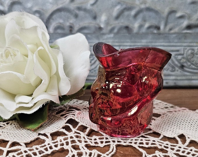 Vintage Kanawha Glass Co Ruby-flashed Miniature Toby Mug