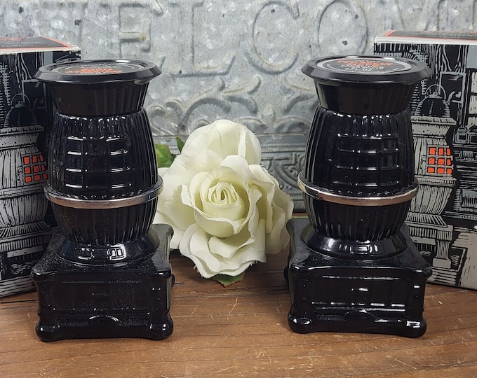 1970s Vtg Avon Pot-Belly Stove Aftershave Decanters - VIB - 2 to choose from