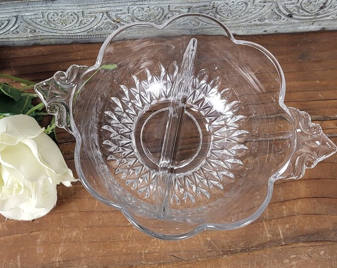 Divided Mayonnaise Dish - Diamond (Stem 5375, Blown) by Duncan & Miller