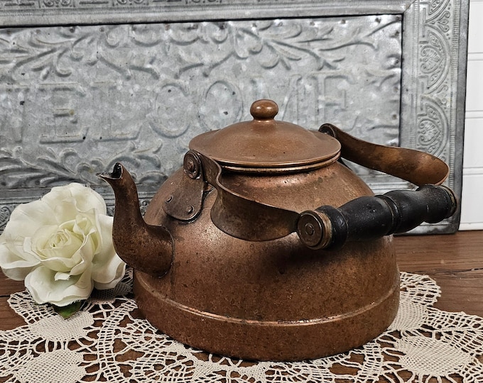 Vintage Tagus R 52 Copper Teapot With Black Wood Handle