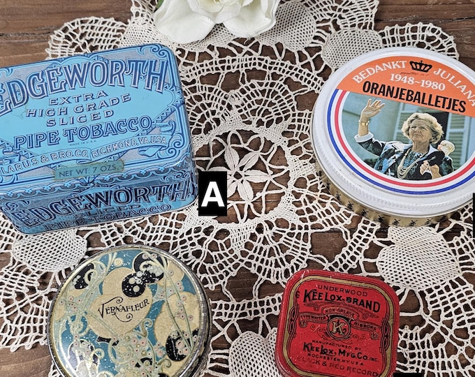 Vintage Advertising Tins: Choose from Edgeworth Tobacco, Oranje Balletjes, Vernafleur, Kee Lox