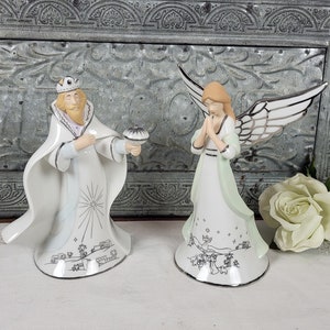 King Gaspar & Angel of Prayer - Hawthorne Village Silver Blessings Nativity Collection