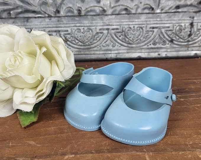 Vintage 1950s Blue Toy Doll Cinderella Shoes - Size No 4 by Wilkinson & Grove