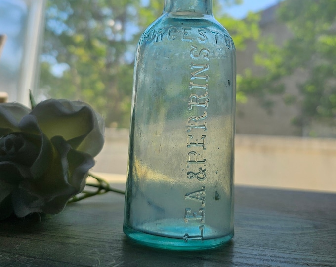 1900s Green Lea & Perrins Worcestershire Sauce Glass Bottle
