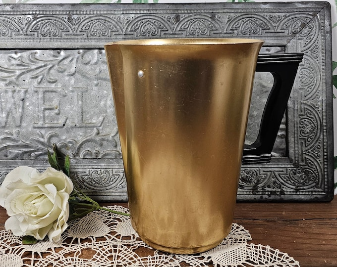 MCM 1960s Sunburst Gold Anodized Aluminum Pitcher with Black Plastic Handle