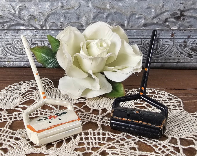 Vintage Cast Iron Carpet Sweepers - Salt and Pepper Shakers | Retro Kitschy Kitchen