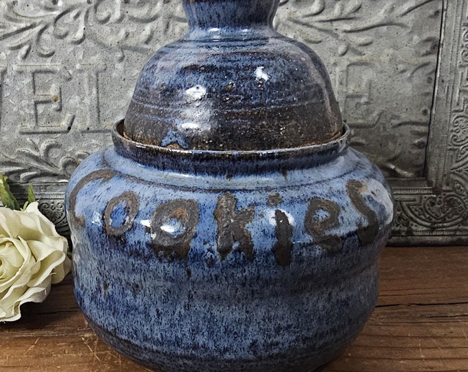 Studio Art Pottery Cookie Jar and Lid - 1970s - Signed H. Woody